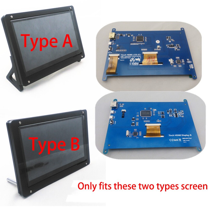 For Raspberry Pi 7'' Screen Display Case Acrylic Touch Screen HDMI LCD Bracket