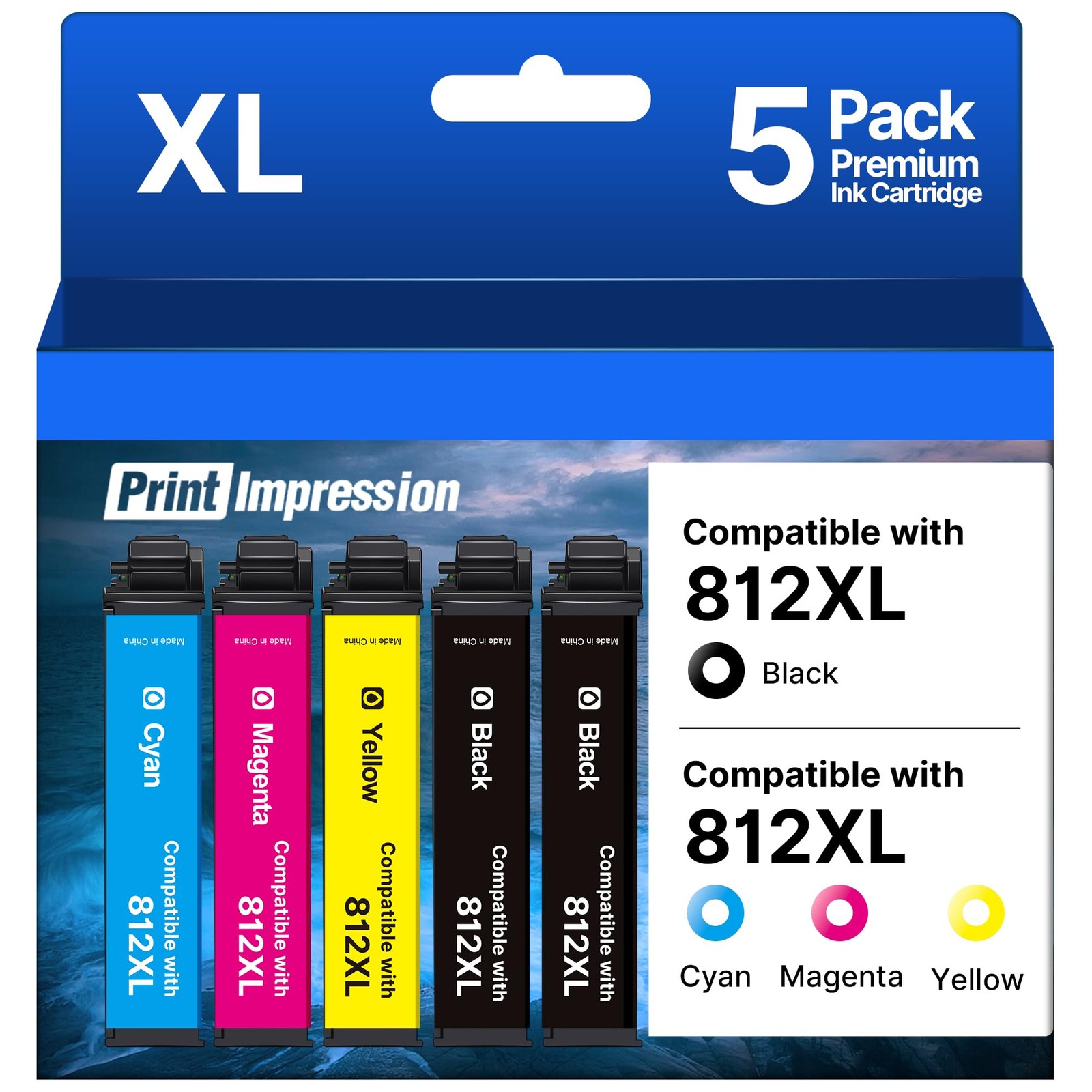 PrintImpression Epson 812XL Ink Cartridges, 5 Pack