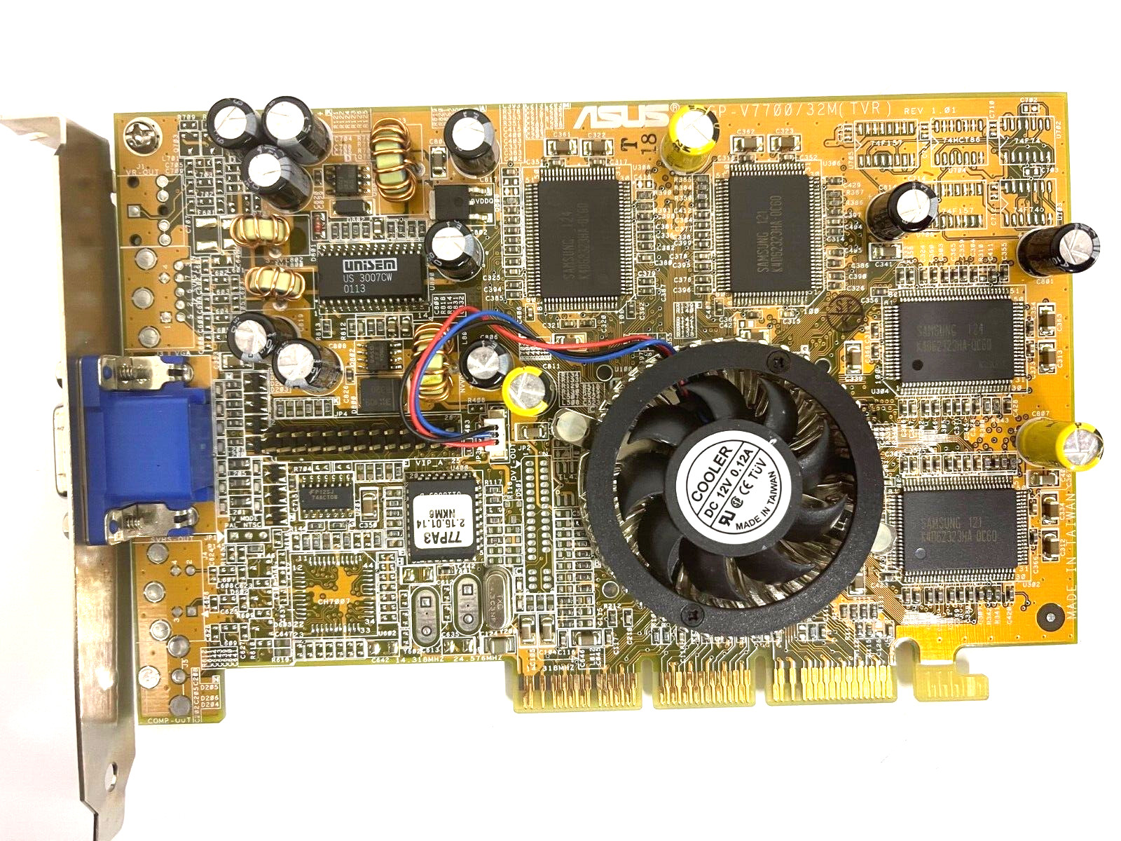 VINTAGE ASUS AGP-V7700/32M (TVR) PURE AGP VGA CARD MXB153 VGA ONLY ROUND FAN
