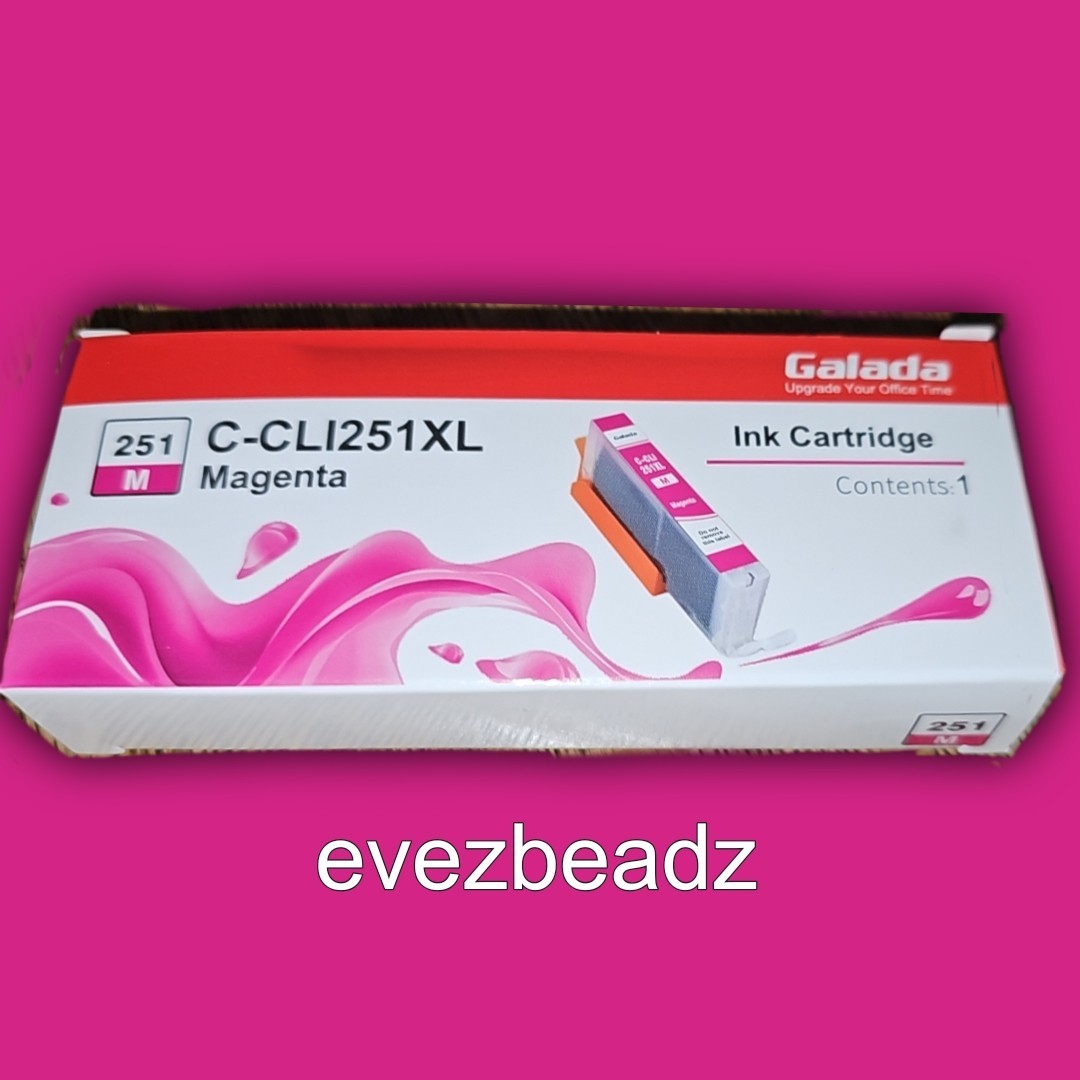 EvezBeadz BNS Galada Ink Cartridge (251 M) C-CLI251XL Magenta New Sealed 3-pkg