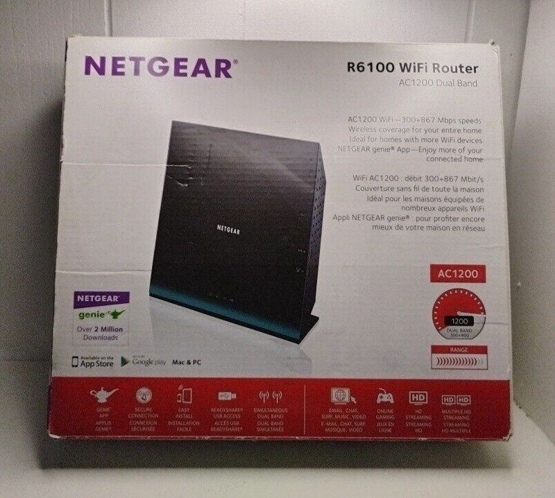  Wi-Fi Router Fast Ethernet w/USB  -NETGEAR R6100  AC1200 Dual Band