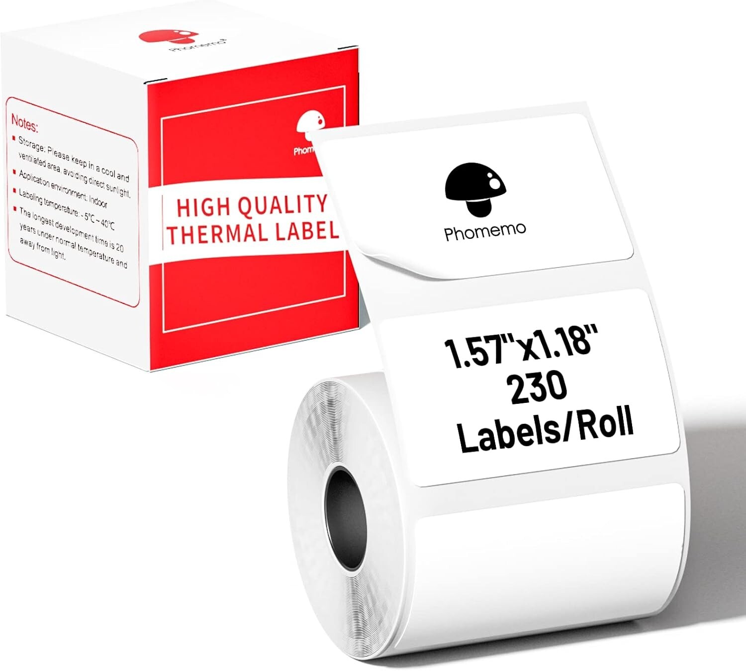 5Roll Phomemo Labels for M110 M220 Printer, 40 x 30mm Square White Thermal Paper