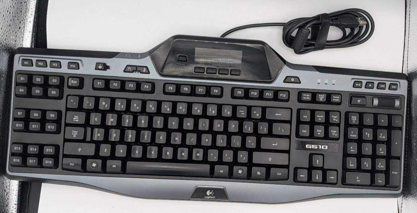 Logitech G510 Gaming USB Wired Keyboard Powers On Basic Test Done