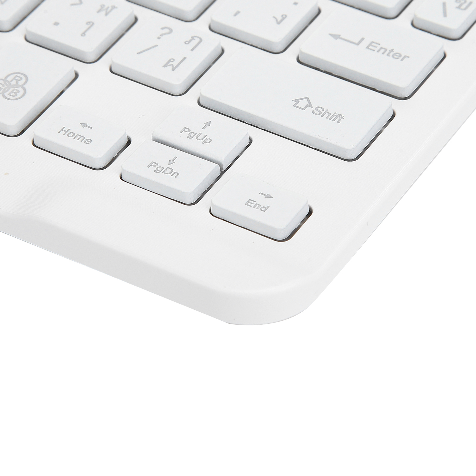 New White Thai Wireless BT Keyboard 10in With RGB Backlight Square Keycap For Ph