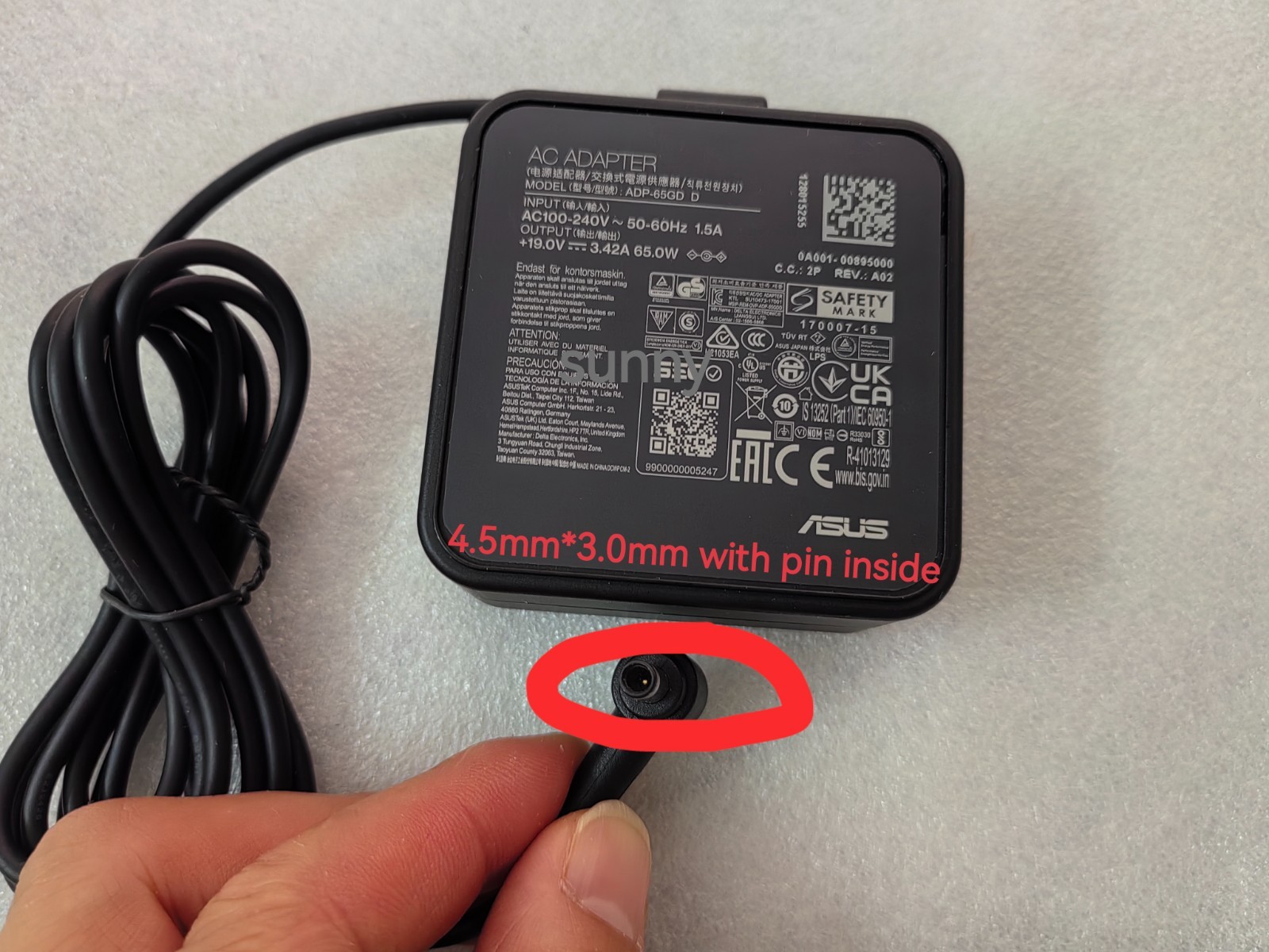 ADP-65GD D 4.5mm 65W For ASUS Vivobook Pro 14 K3400P 19V 3.42A Adapter Original