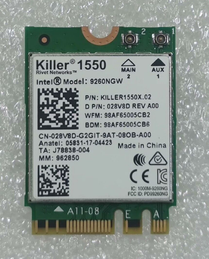 Intel 9260NGW Killer 1550 Wireless Bluetooth Card 28V8D Dell Alienware 17 R5