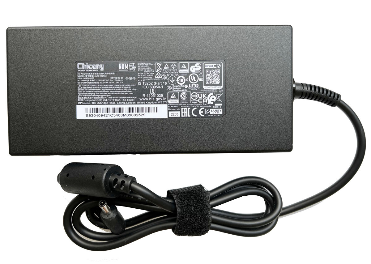 OEM MSI Pulse GL66 12UGOK 12UGOK-825 12A 20V Chicony 240W AC Adapter Charger