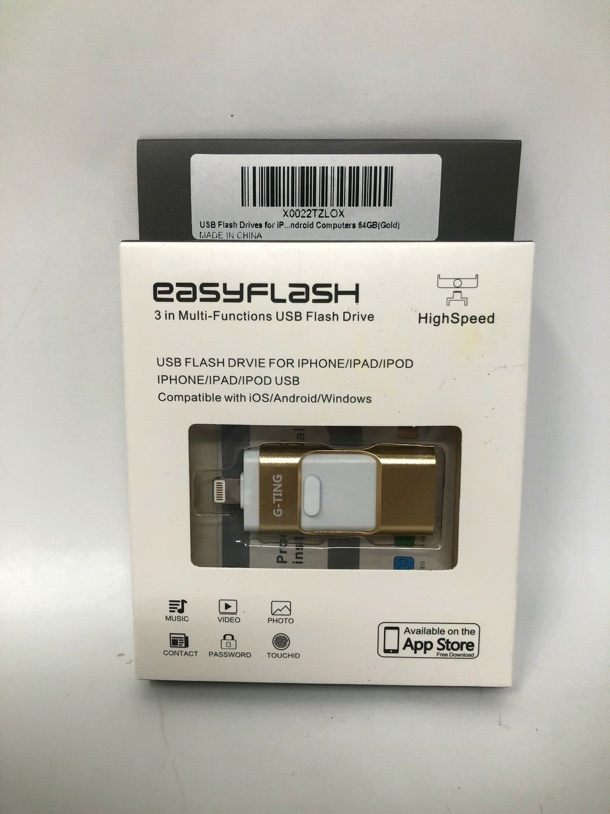 Easyflash 32GB/64GB 3 in Multi Functions USB Flash Drive Gold/Rose Gold for iP.