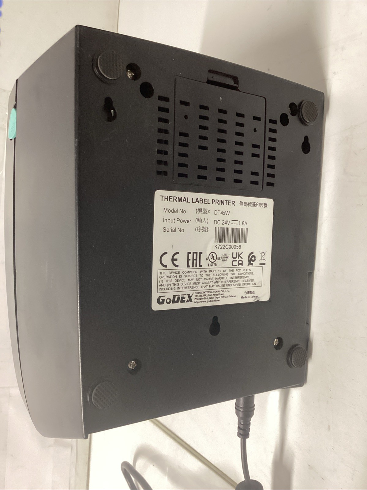 GoDEX DT4xW Thermal Label Printer – Tested, w/ Power Supply & Cable. U-987