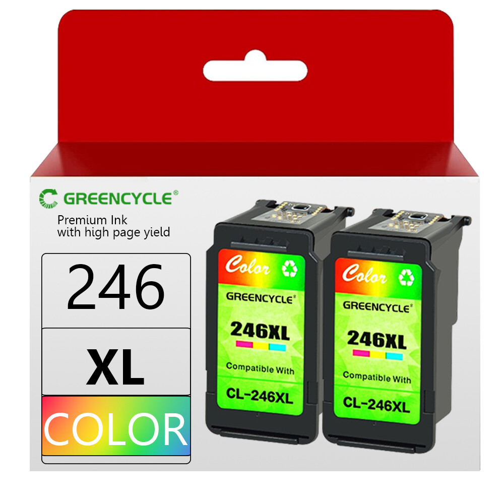 GREENCYCLE CL-246 XL 2PK Tri-color Ink for Canon CL-246 TS3120 IP2820 MX490 492 
