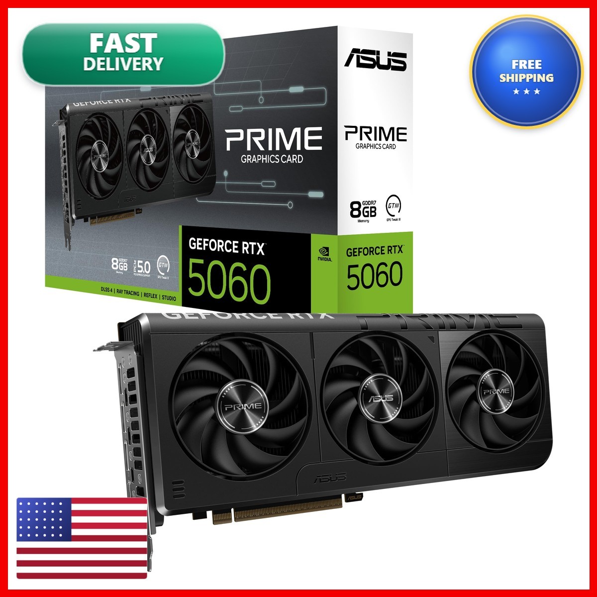 ASUS Prime GeForce RTX 5060 8GB GDDR7 Gaming Graphics Card PRIME-RTX5060-8G