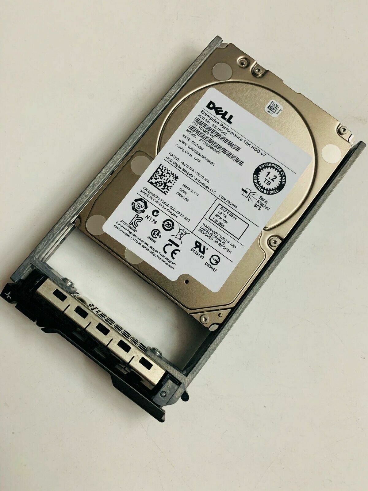 RMCP3 0RMCP3 Dell 1.2TB ST1200MM0007 10K RPM 6Gb/s 2.5" SAS Hard Drive W/R Tray