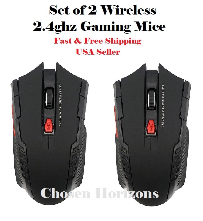 2.4GHz Wireless Gaming Mouse Set of 2 USB Receiver Optical for Laptop Computer