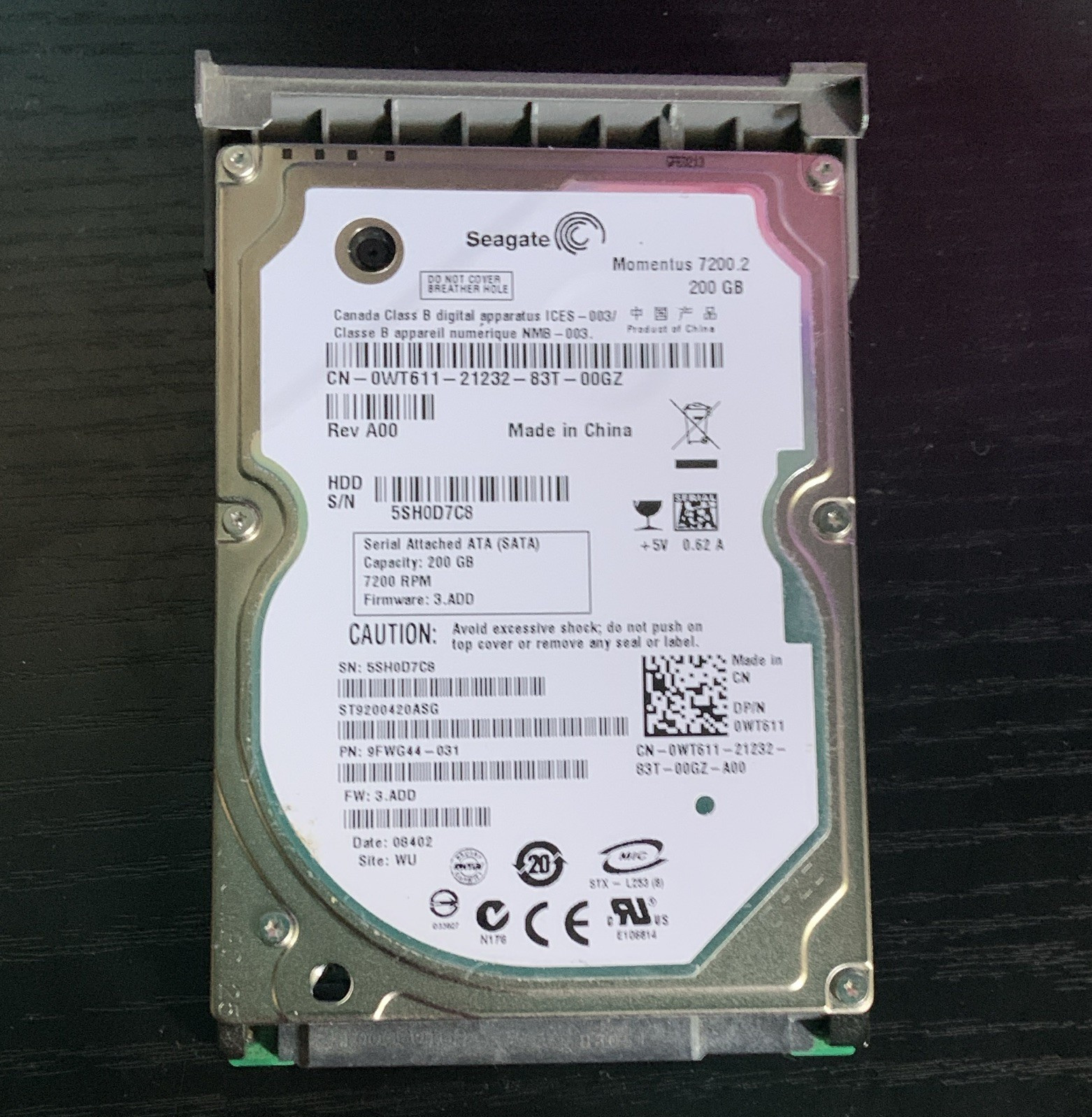 Seagate Momentus 7200.2 200GB 2.5" SATA 7200RPM 16MB HDD ST9200420ASG