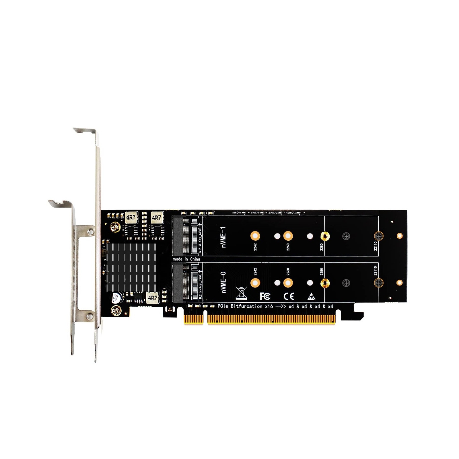 GLOTRENDS Quad M.2 PCIe NVMe Adapter Without PCIe Splitter Function (PCIe Bif...