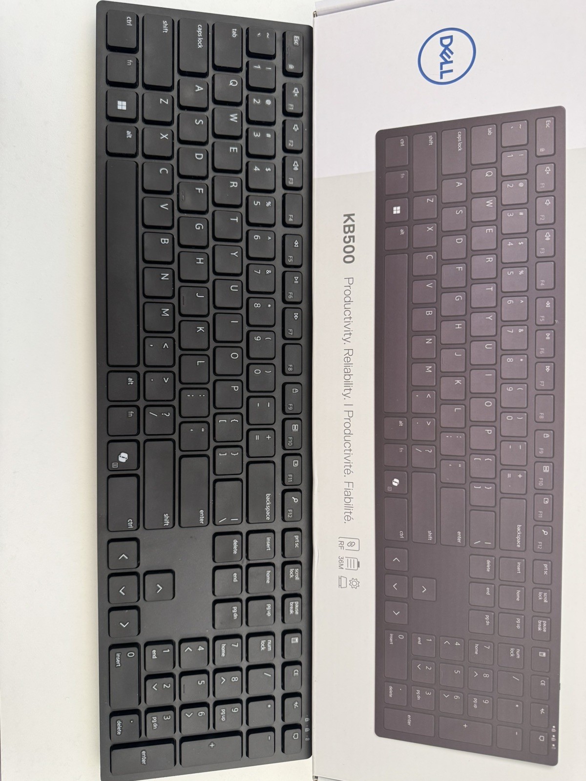 **Dell KB500 Wireless Keyboard Black Full Size USB Receiver 2.4GHz New OEM**