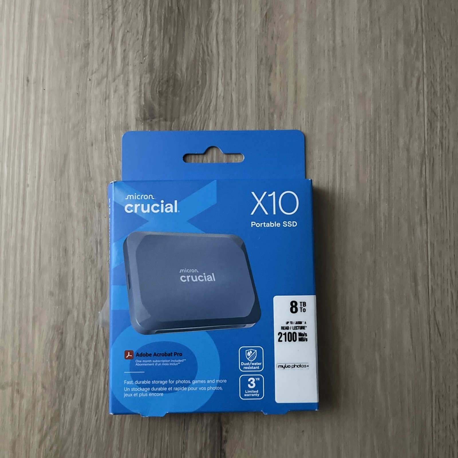 Crucial X10 8TB USB 3.2 USB-C Portable External SSD CT8000X10SSD9 