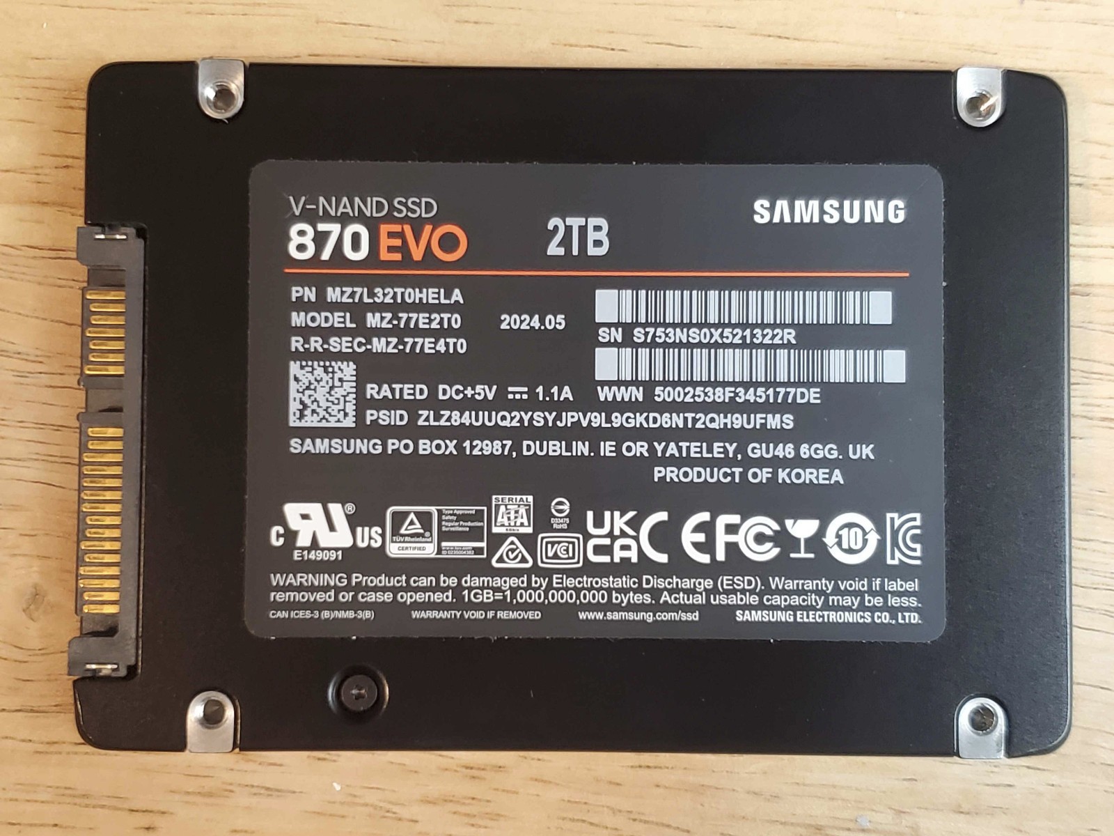 Samsung 870 EVO 2TB 2.5" SATA III Internal SSD
