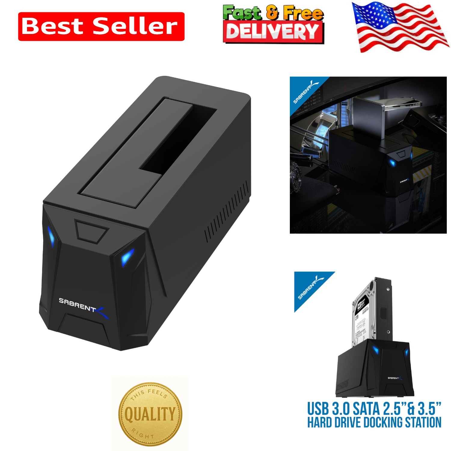 Elegant USB 3.0 to SATA Hard Drive Dock - Fast Transfers, LED Indicators, Black