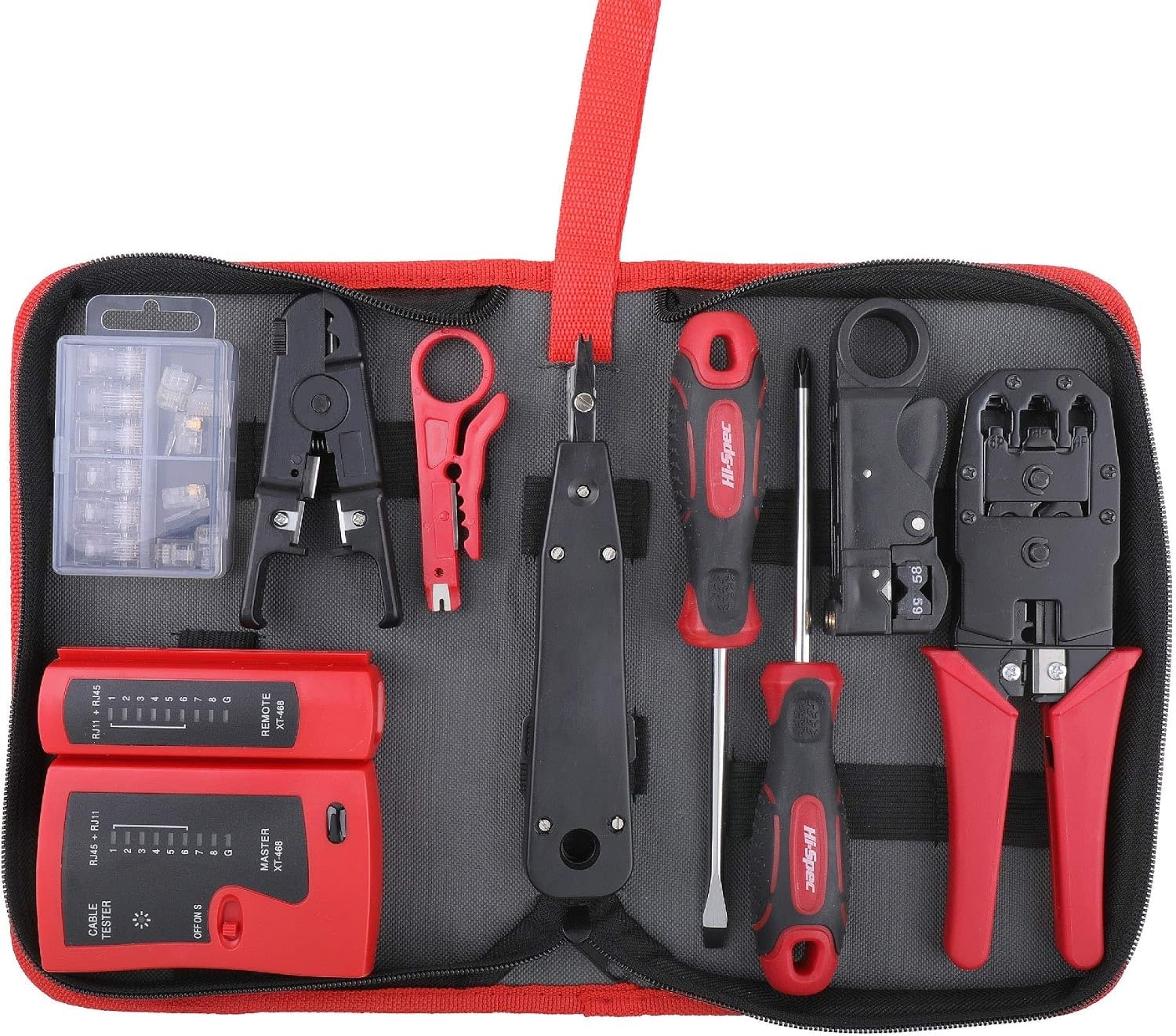 Hi-Spec Network Cable Testing & Wiring Tool Kit Set - 9 Piece