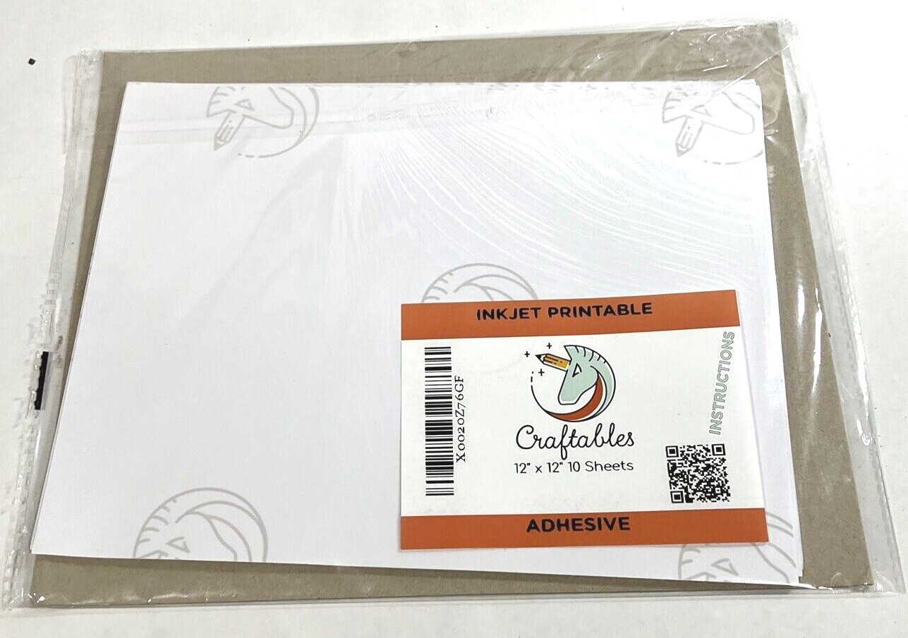 Craftables Inkjet Printable Adhesive 12" x 12" 10 Sheets (Lot of 37 Packs)