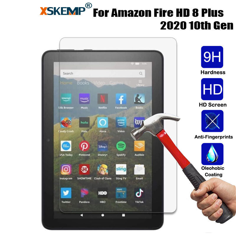 2Pc for Amazon Fire HD 8 Plus 10th 12th Gen Tempered Glass Screen Protector Flim