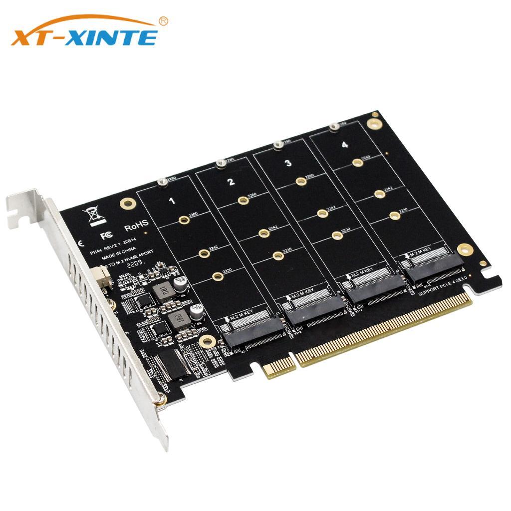 For NVMe M.2 M-Key 2242 2260 2280 SSD Expansion Card PCI 4.0 x16 4-Bay 32Gbps