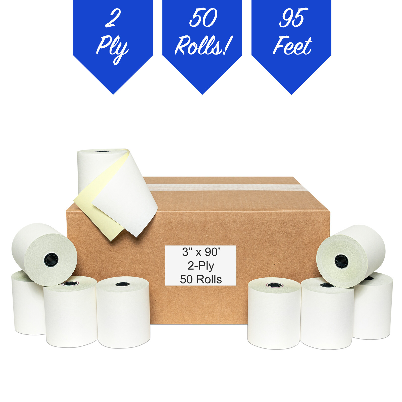 3" x 95' 2 Ply White/Canary Paper Rolls for EPSON TM-U210AR TM-U210B TM-U220 NEW