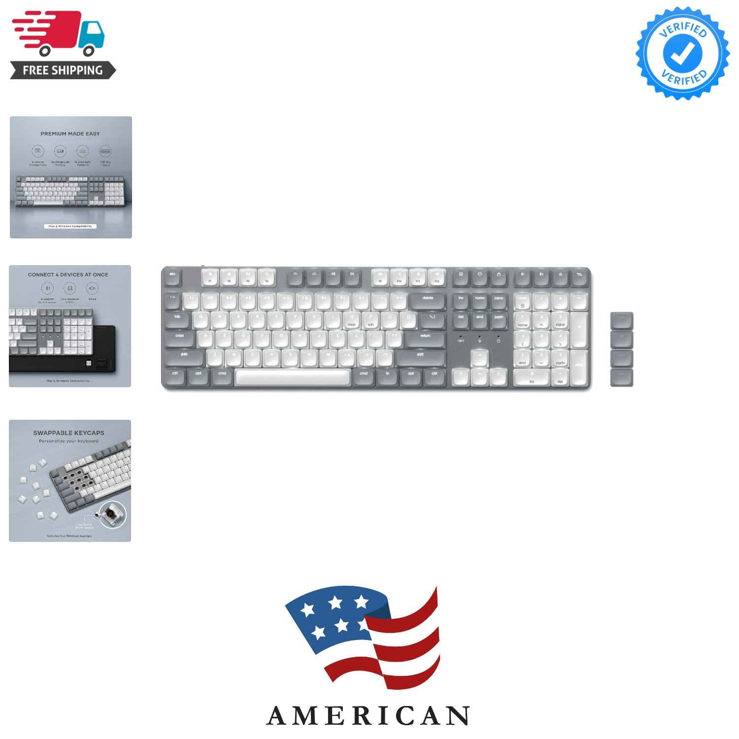 SM3 Mechanical Keyboard for Mac and Windows, 108 Keys Full Size with White LE...