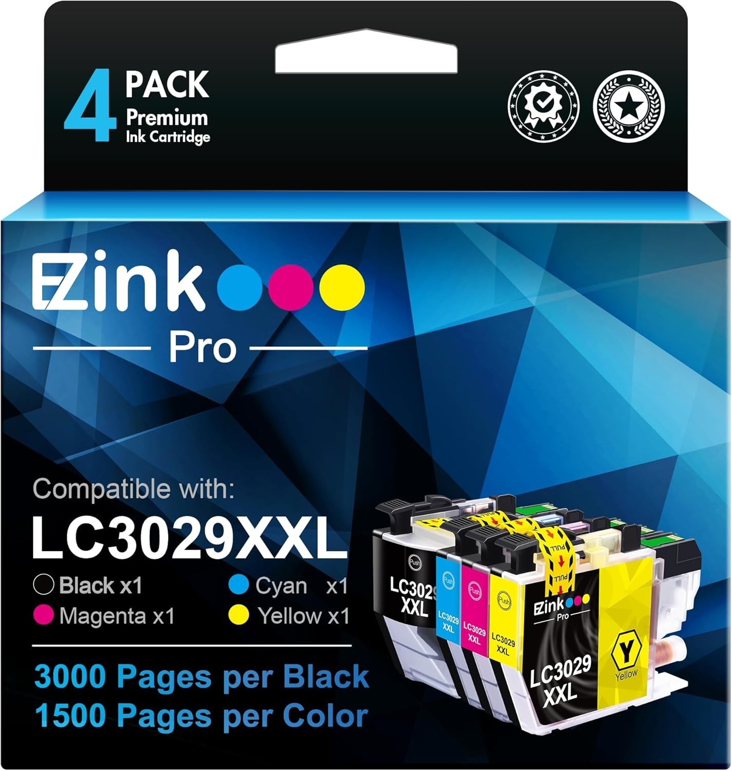 4 Pack E-Z Ink Pro LC3029XXL Toner Premium Ink Cartridge Replacement for Brother