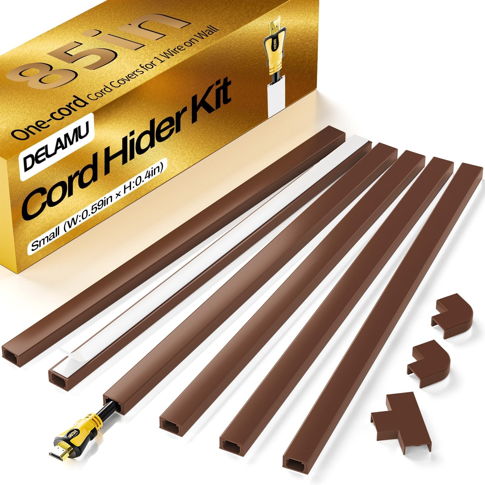 Cord Hider Kit - 85in Self-Adhesive Cable Covers for Wall, Paintable Wire Manage