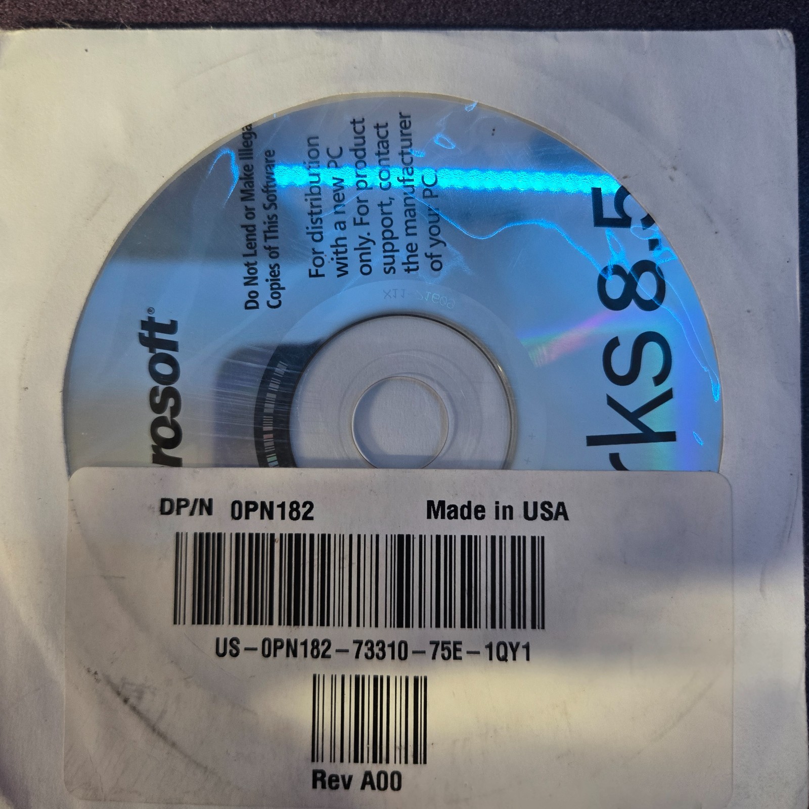 Microsoft Works 8.5 CD Dell OEM Software Sealed Windows XP Vista 7 DP/N 0PN182