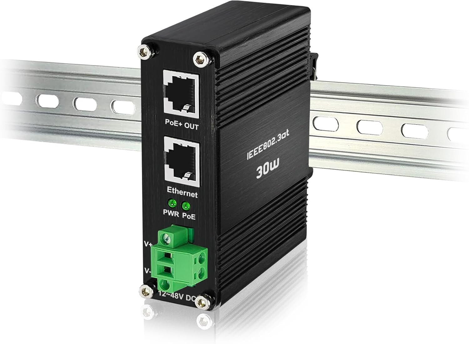 New - Zhimao 30W PoE Injector Industrial DIN Rail Power Adapter Gigabit 48V Poe