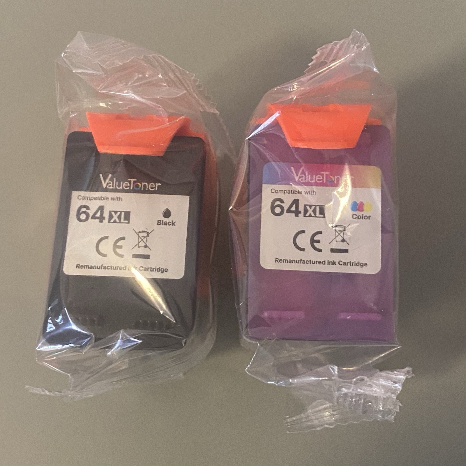 ValveToner 64XL Black & Color Ink Cartridge Combo New Sealed Exp. 04-28-2029