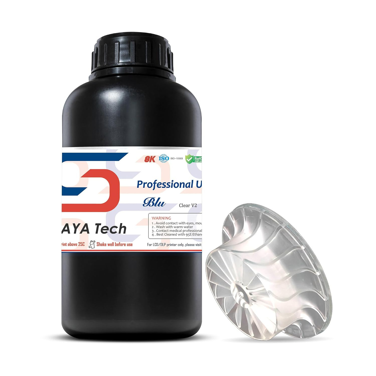 Blu Tough 3D Printer Resin,High-Strength, Clear V2, 1Kg