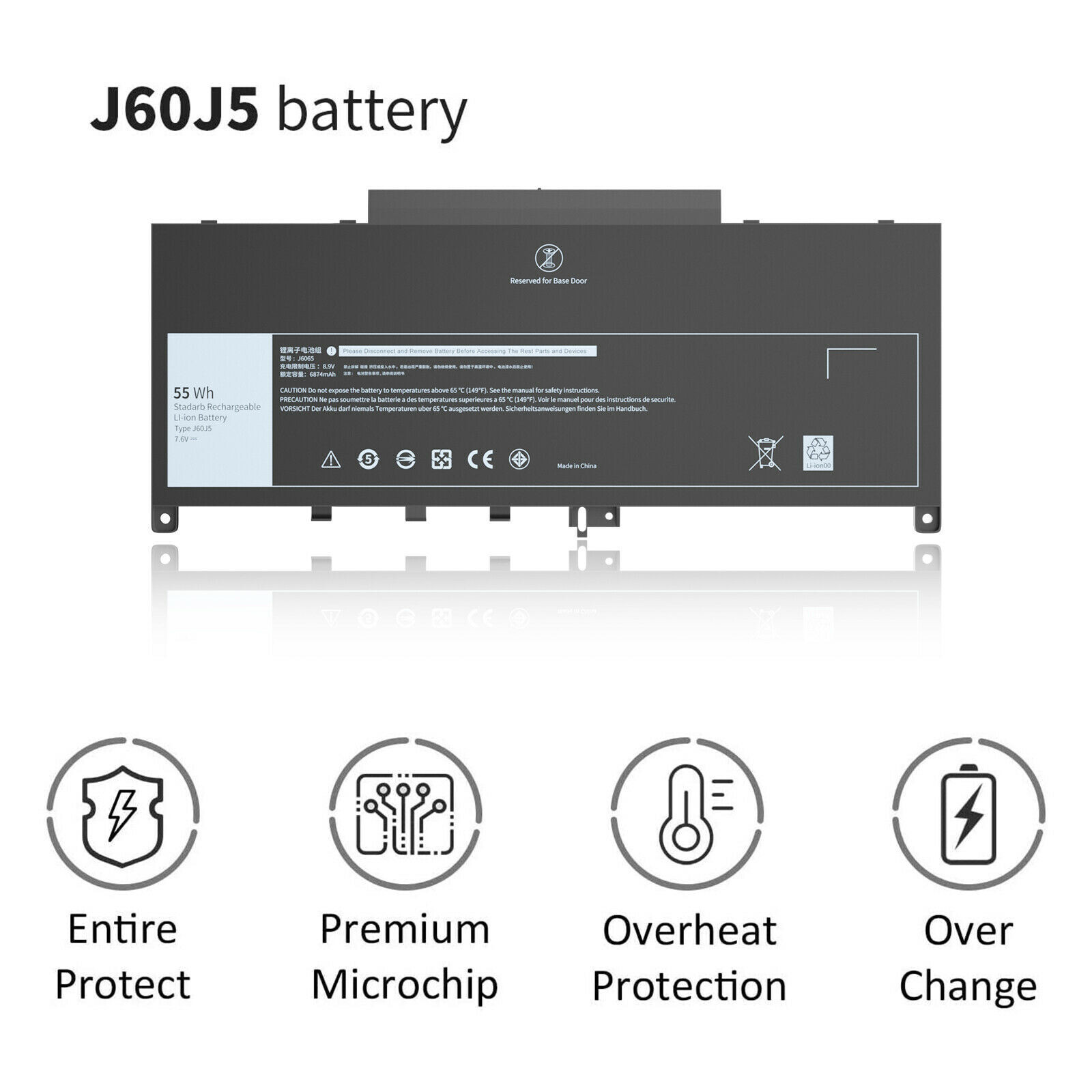 OEM J60J5 7.6V 55Wh Battery for Dell Latitude E7270 E7470 MC34Y WYWJ2 GG4FM New