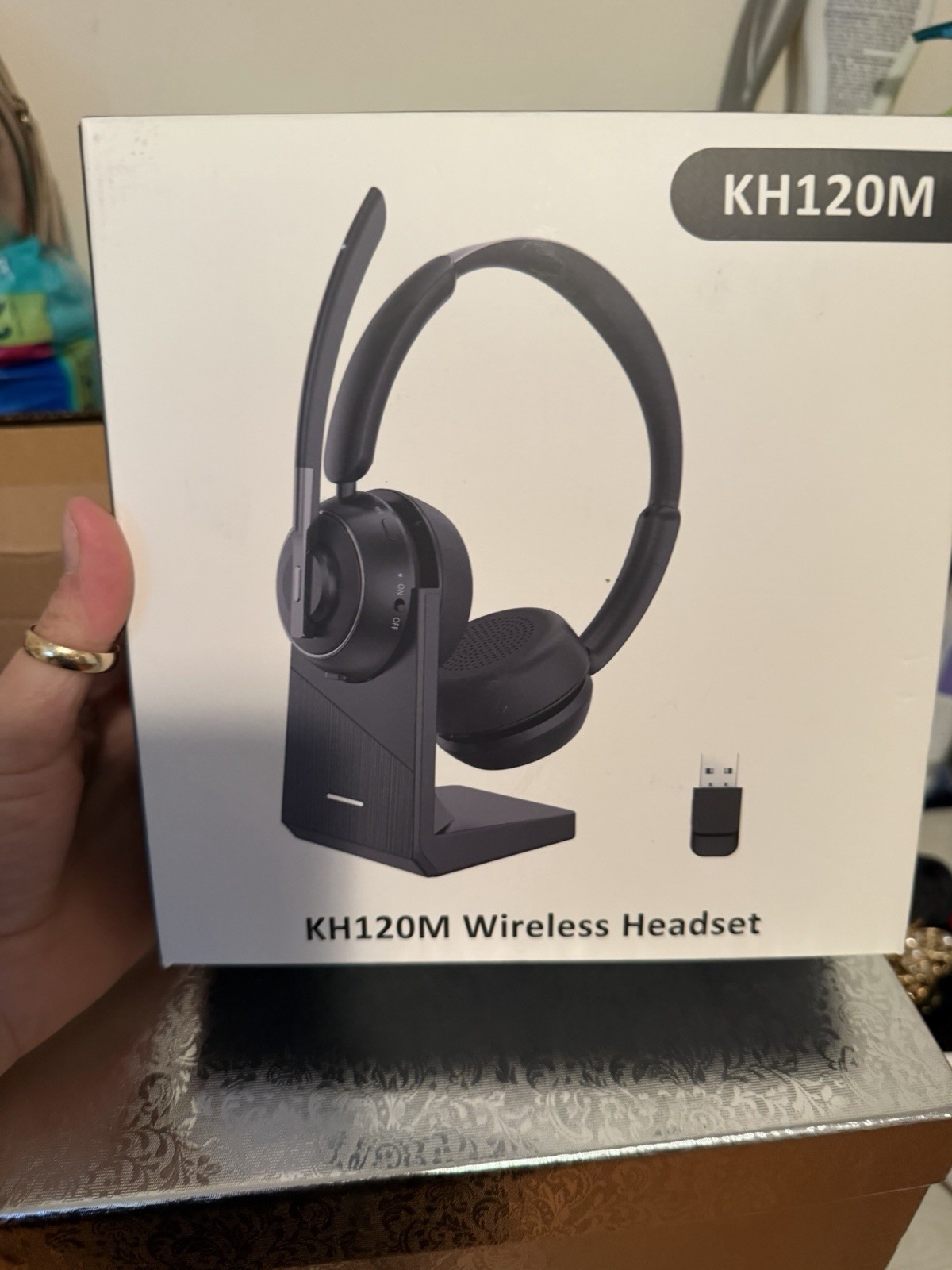 Sky Wing KH120M Wireless Bluetooth Headset w/ USB Dongle, Black