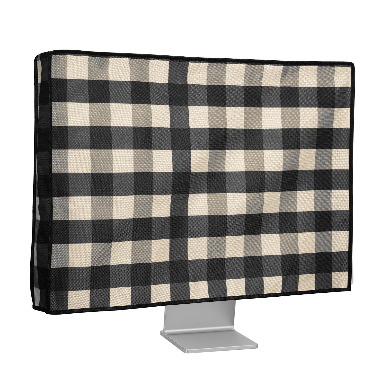 RARE kwmobile iMac Monitor Dust Cover Compatible with 31-32" Checker Beige Linen