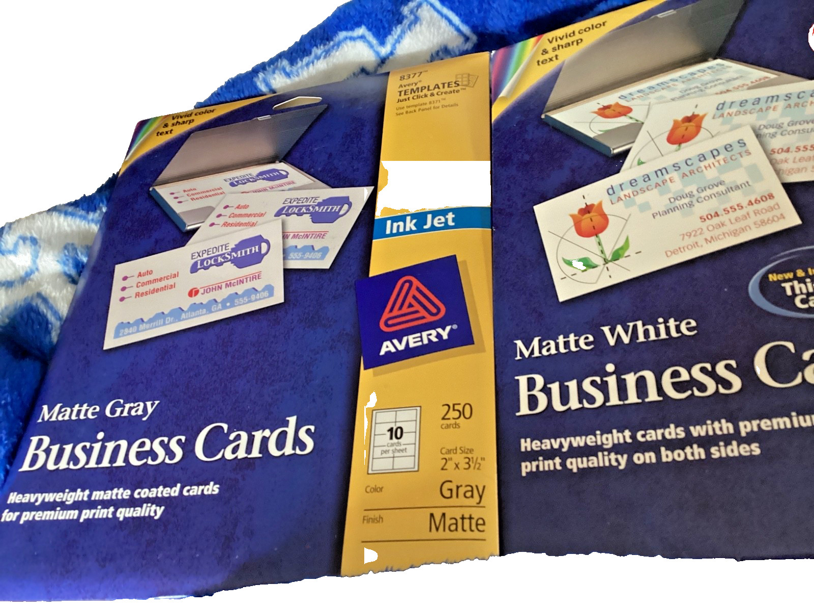 500 cards Avery 8371  8377 Ink  Jet Matte White & GrayBusiness Cards  new
