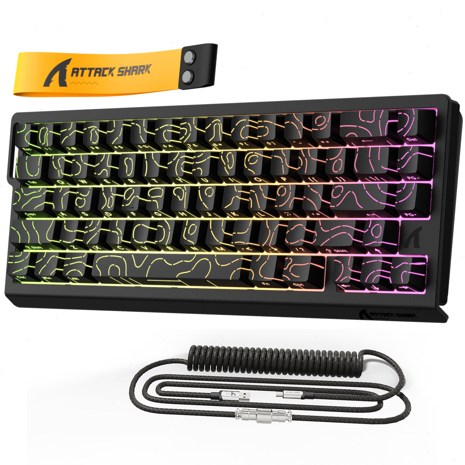 ATTACK SHARK X68 HE Rapid Trigger Keyboard Magnetic Switch with C01PRO  Cable