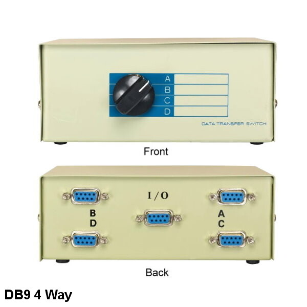 Kentek DB9 Female Manual Data Switch 4 Way Rotary Dail Type RS232 Serial Printer