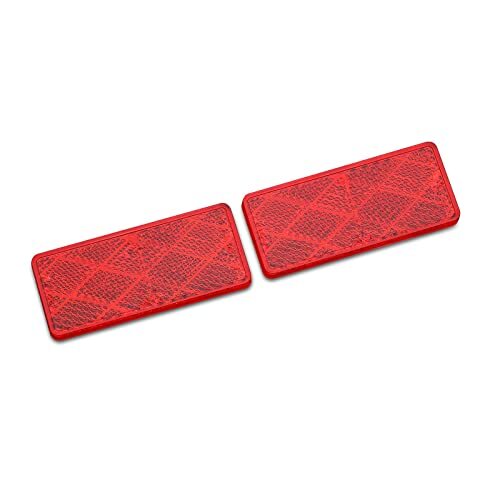 2Pcs Plastic Rectangular Stick-on Reflector Sticker Red 7030mm