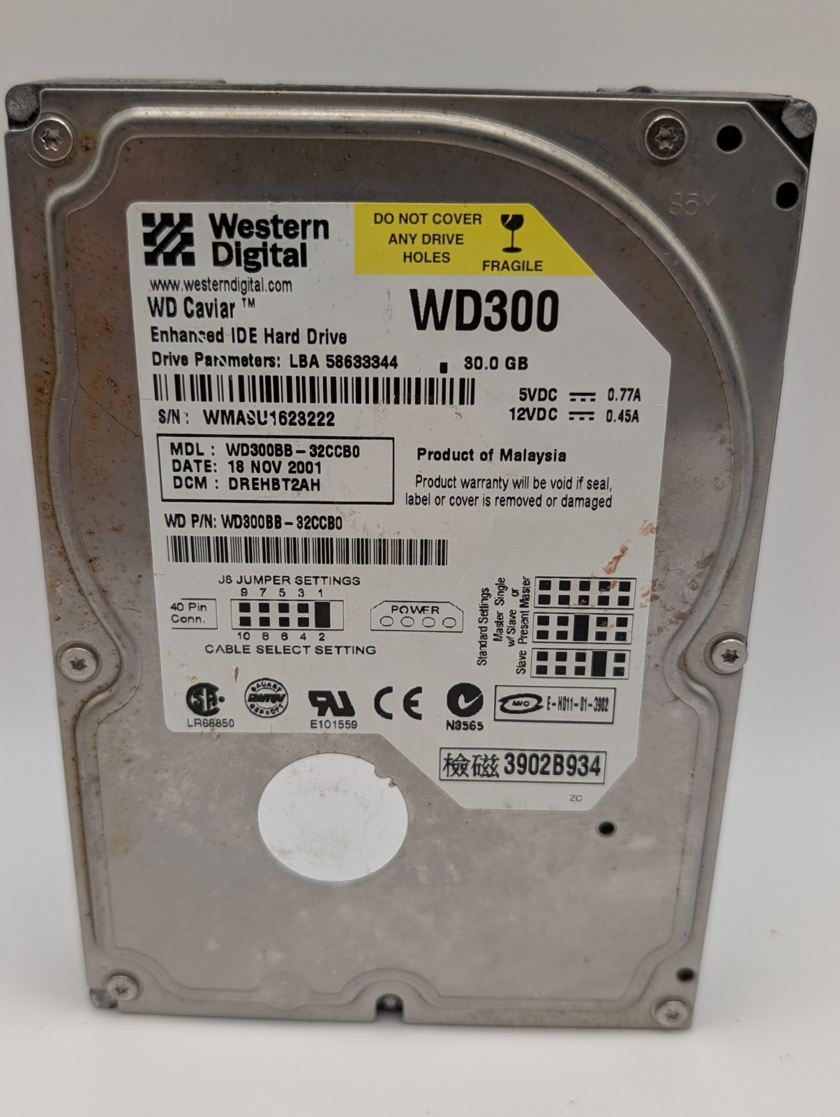 Western Digital 30GB WD300 ENHANCED IDE Hard Drive - WD300AB-32CC80 Quiet Tivo
