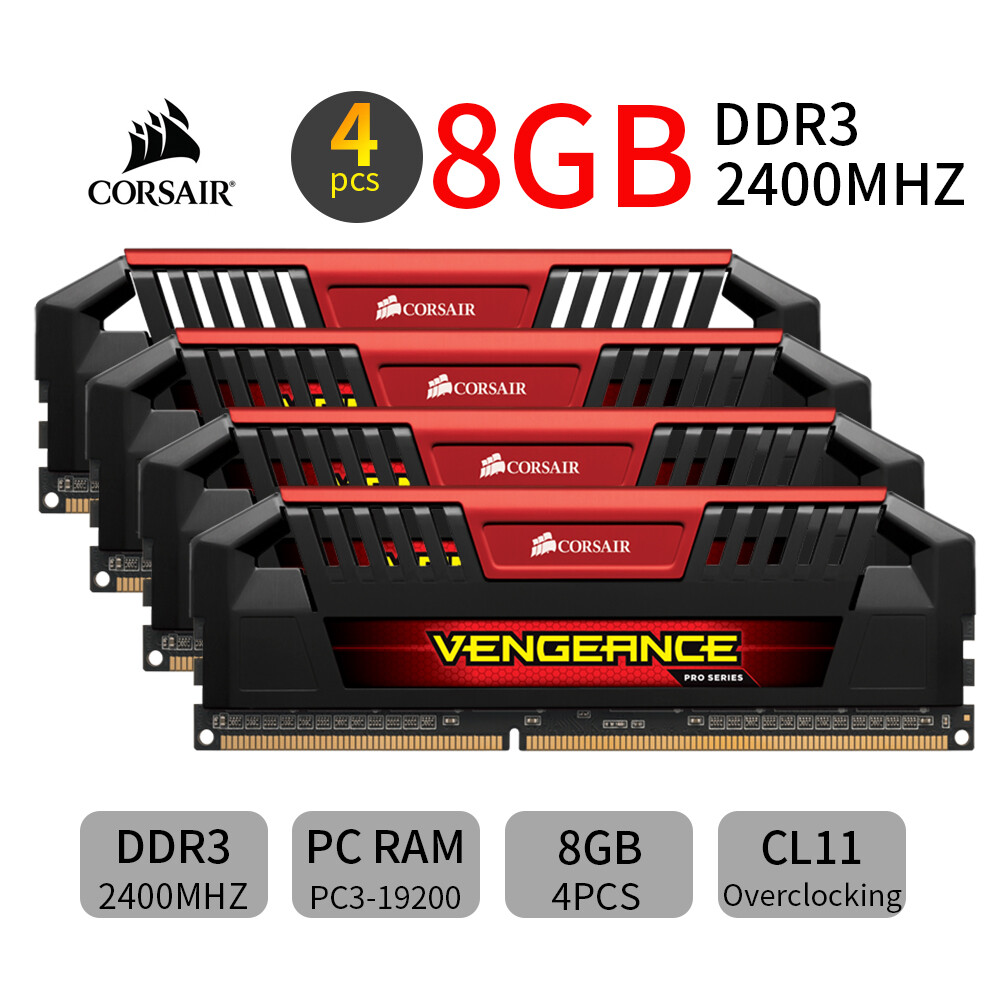 Corsair VENGEANCE Pro 32GB 4x 8GB DDR3 2400MHz PC3-19200 Overclocking Memory Red