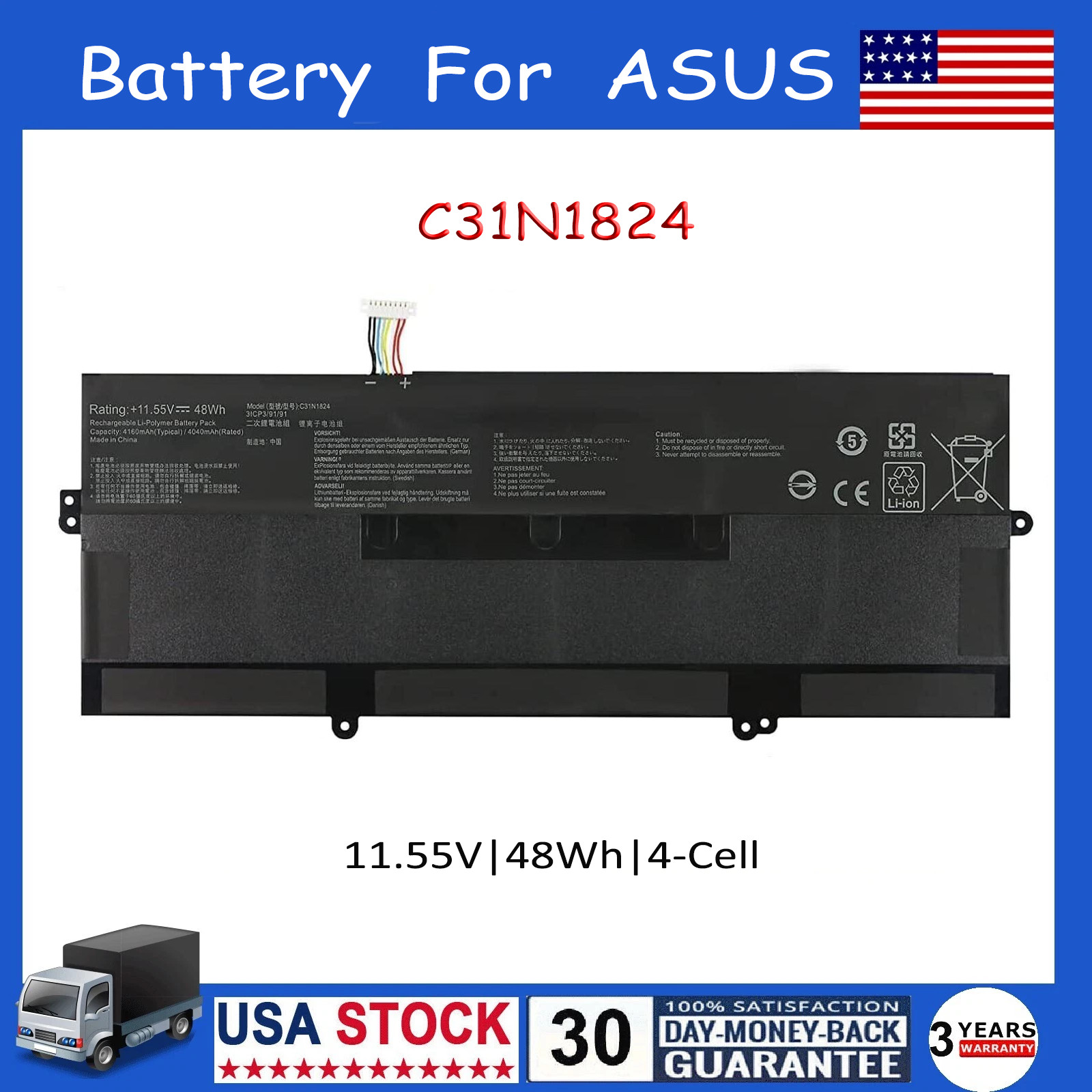 New C31N1824 Battery For Asus Chromebook Flip C434TA C434TA C434TA-DSM4T C434