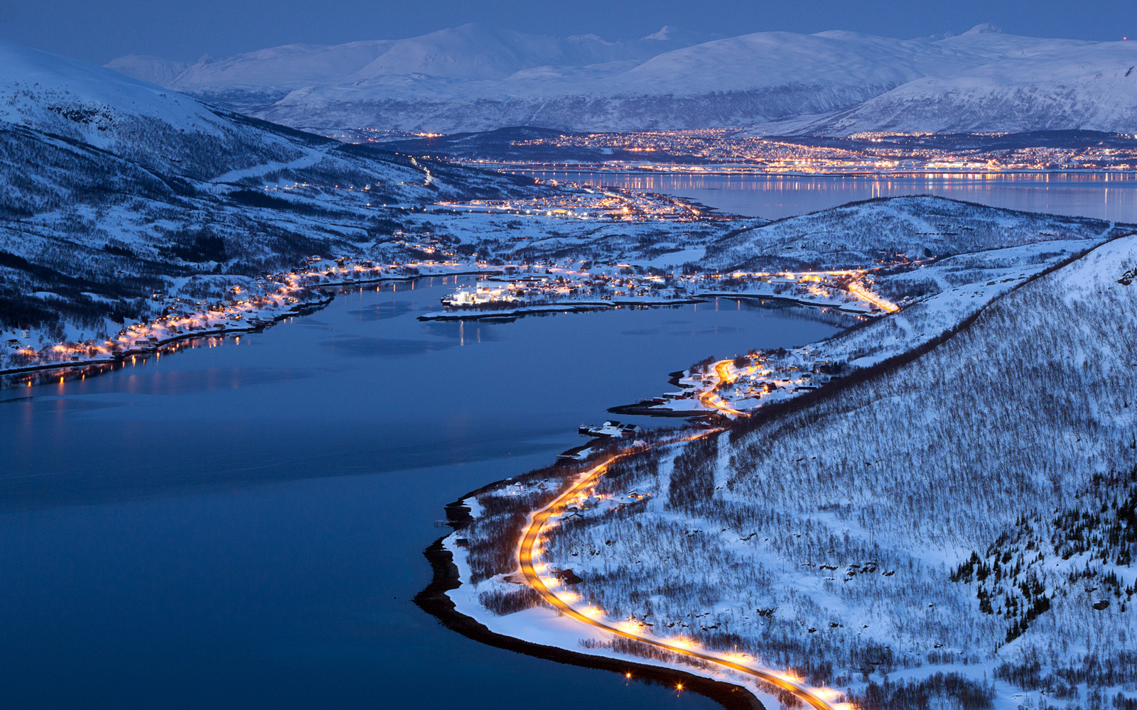 Landscape norway lights winter water Custom Gaming Mat Desk