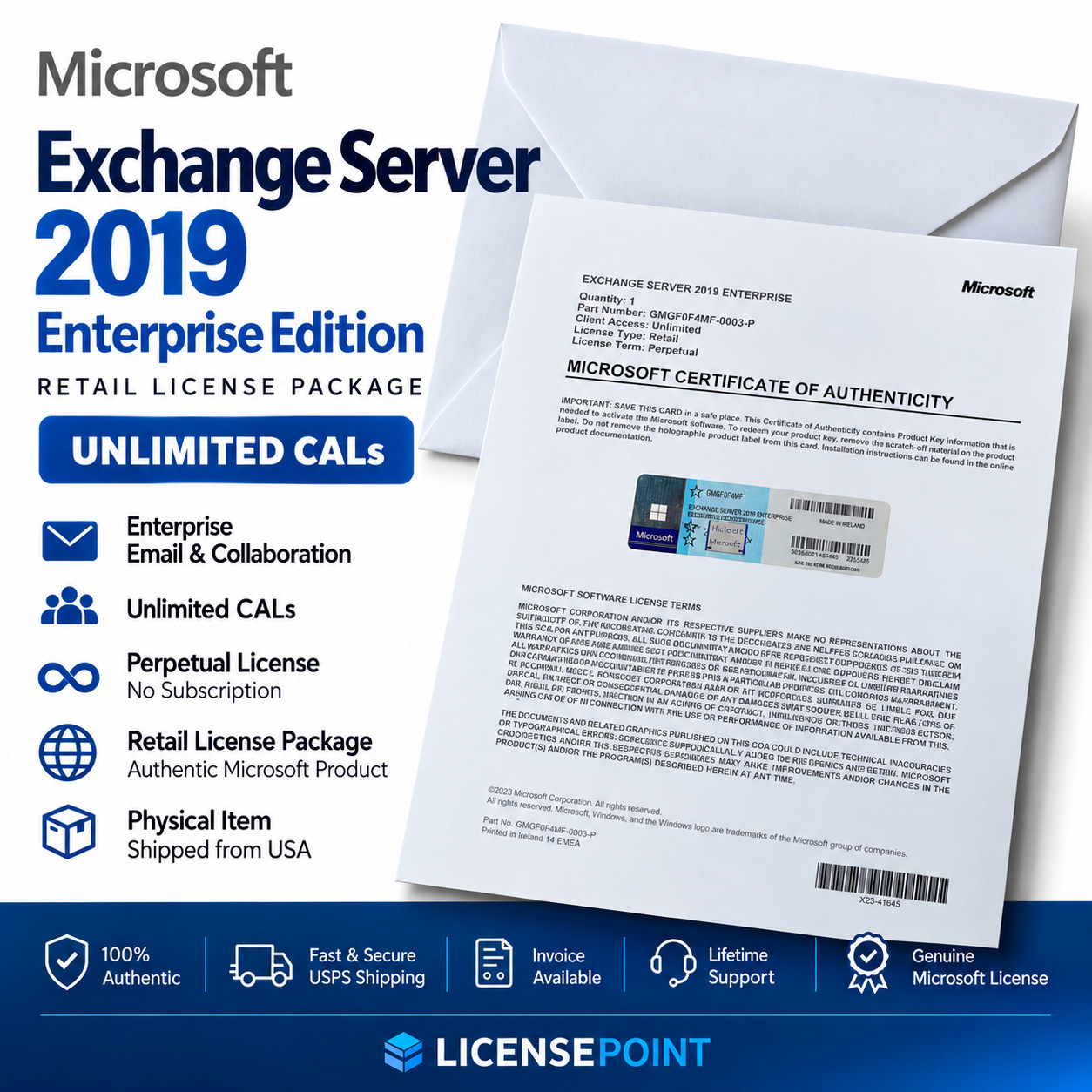 Microsoft Exchange Server 2019 ENTERPRISE Unlmted CAL | Retail License Package