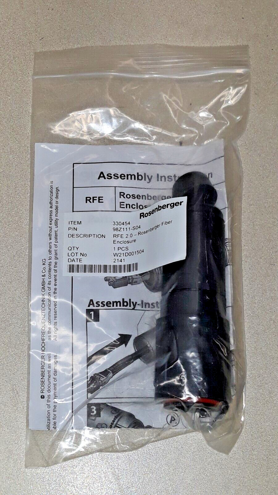 Rosenberger  RFE 2.0 FIBER ENCLOSURE WATERTIGHT UV RESISTANT p/n 98Z111-S04
