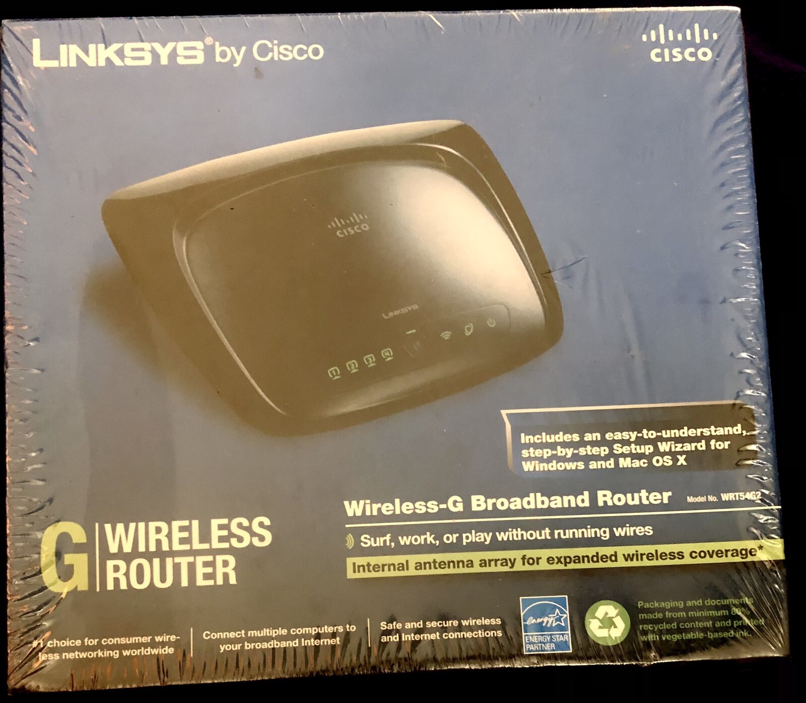 Linksys by Cisco Wireless-G Broadband Router New In Box In Shrink-wrap Sealed