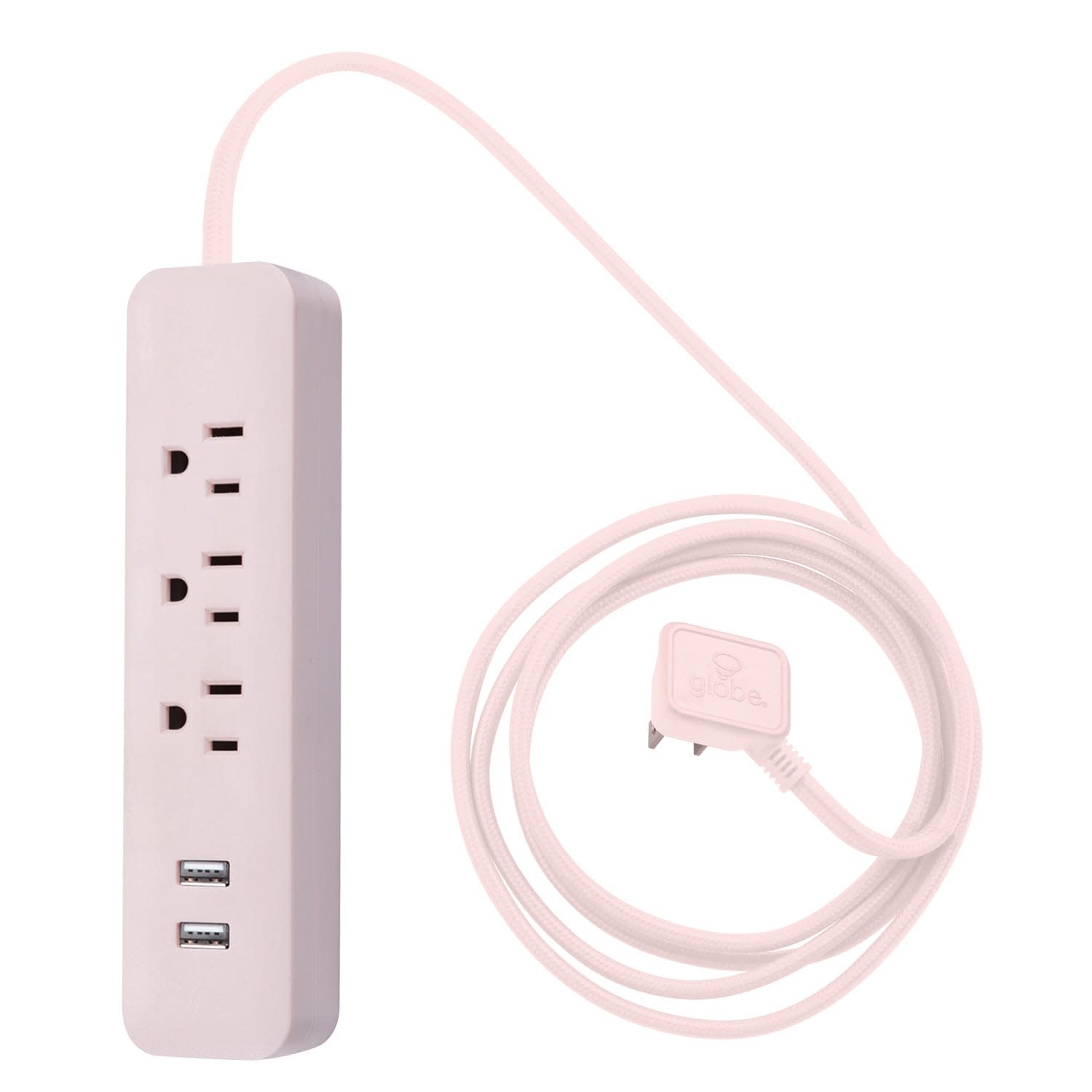 Globe Electric 78249 Designer 3-Outlet USB Surge Protector Power - Pink